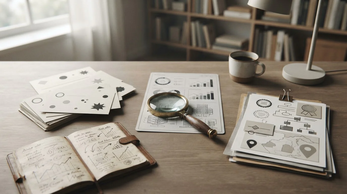 Illustrazione editoriale di valutazione critica tra fonti, recensioni e dati regolatori